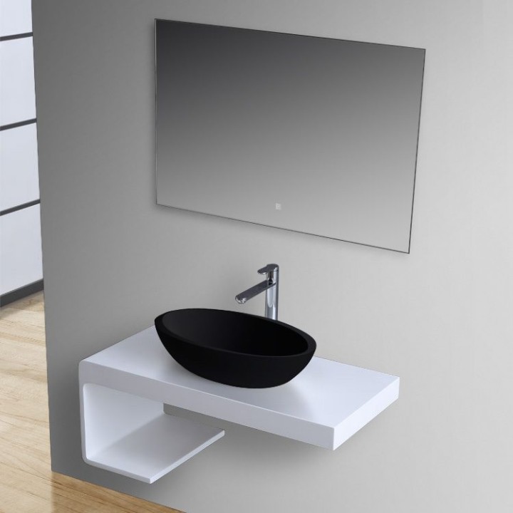 Umyvadlo StoneArt LC153 z minerálního kamene černé 60×35 matné