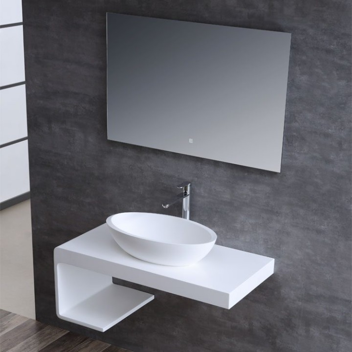 Umyvadlo StoneArt LC153 z minerálního kamene bílé 60×35 matné