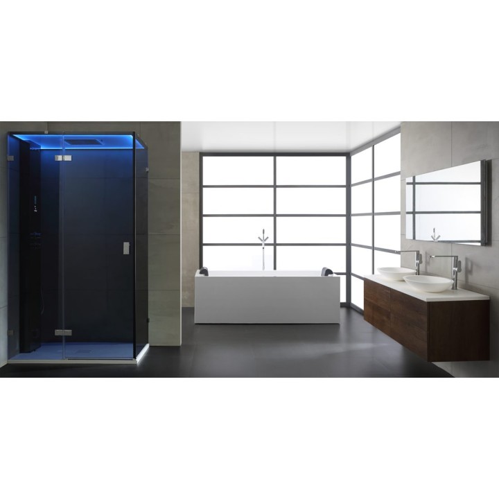 Parní sprchový box EAGO AWT LD107F15 černý 120×90 levé provedení