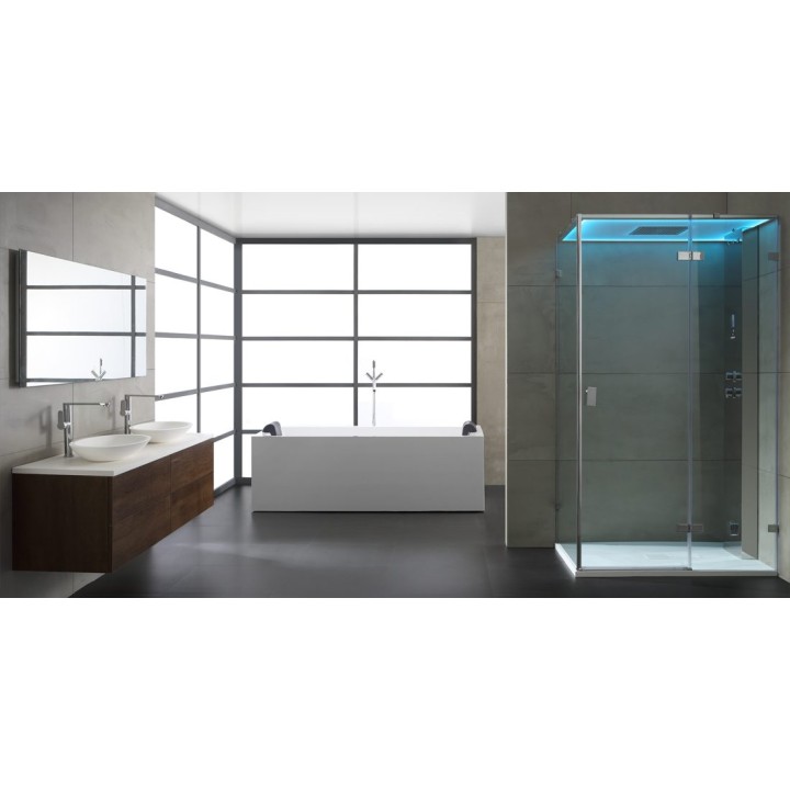 Parní sprchový box EAGO AWT LD107F15 stříbrný 120×90 pravé provedení