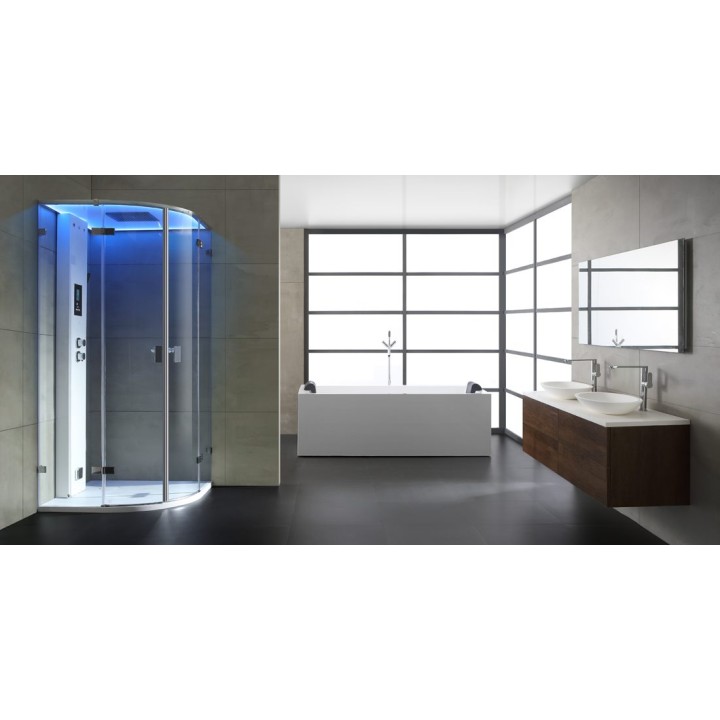Parní sprchový box EAGO AWT LD110F15 bílý lesklý 90×90
