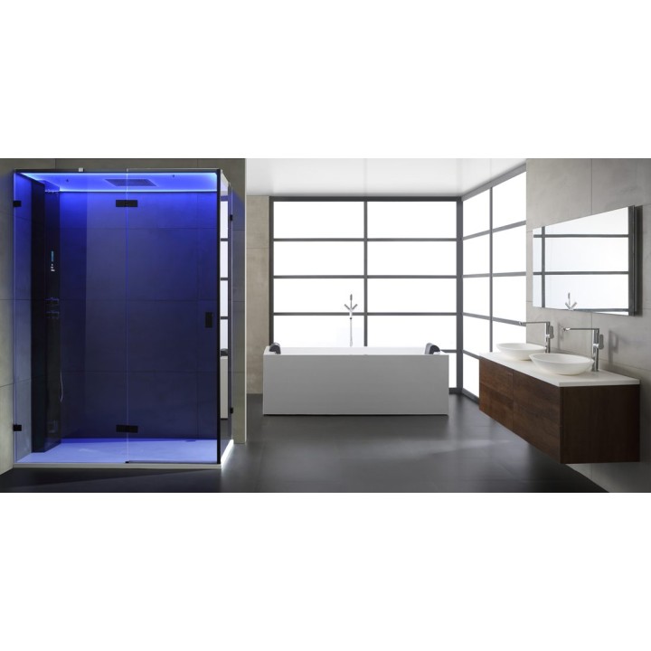 Parní sprchový box EAGO AWT LD111F15 černý 150×90 levé provedení