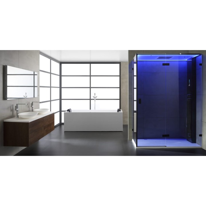 Parní sprchový box EAGO AWT LD111F15 černý 150×90 pravé provedení