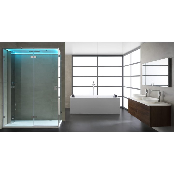Parní sprchový box EAGO AWT LD111F15 stříbrný 150×90 levé provedení