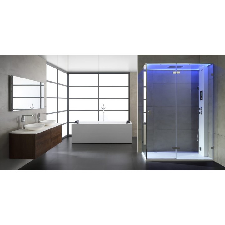 Parní sprchový box EAGO AWT LD111F15 bílý lesklý 150×90 pravé proveden