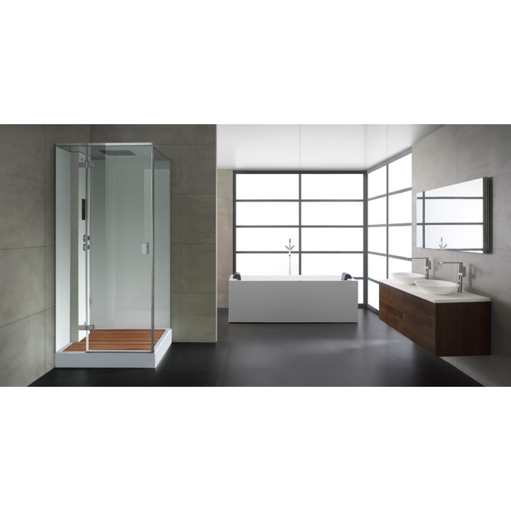 Parní sprchový box EAGO AWT LD206F15 s sprchovou vaničkou bílý 100×100