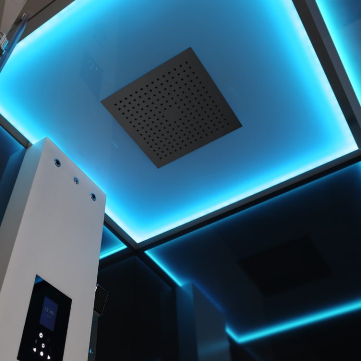 Parní sprchový box EAGO AWT LD208F15 černý 90×90 pravé provedení
