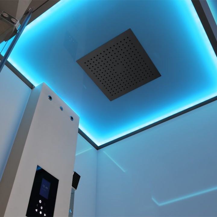 Parní sprchový box EAGO AWT LD208F15 bílý 90×90 pravé provedení