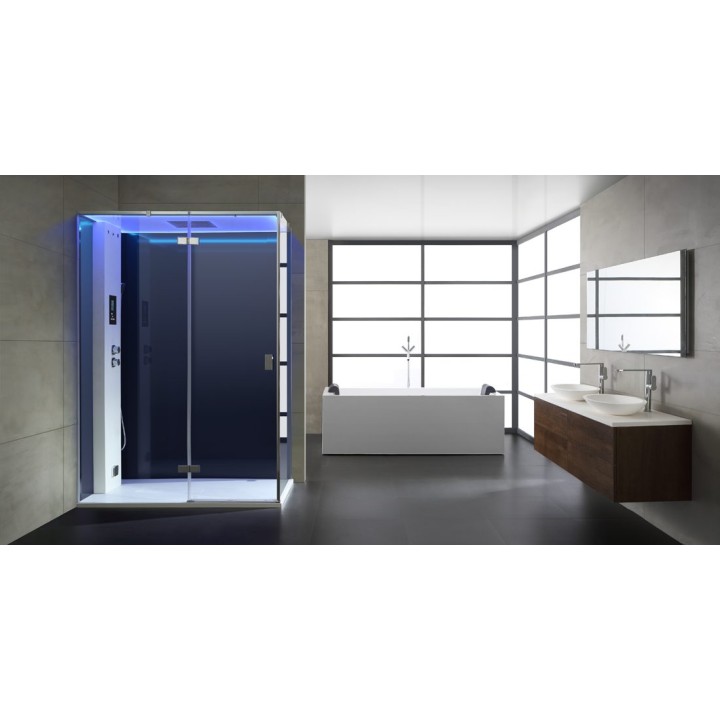 Parní sprchový box EAGO AWT LD211F15 černý 150×90 pravé provedení