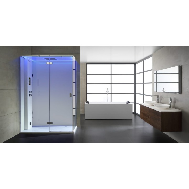 Parní sprchový box EAGO AWT LD211F15 bílý 150×90 pravé provedení