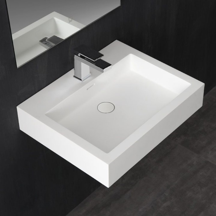 Umyvadlo StoneArt LP4506 z minerálního kamene bílé 60×48 lesklé