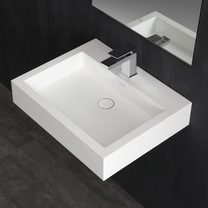 Umyvadlo StoneArt LP4506 z minerálního kamene bílé 60×48 matné