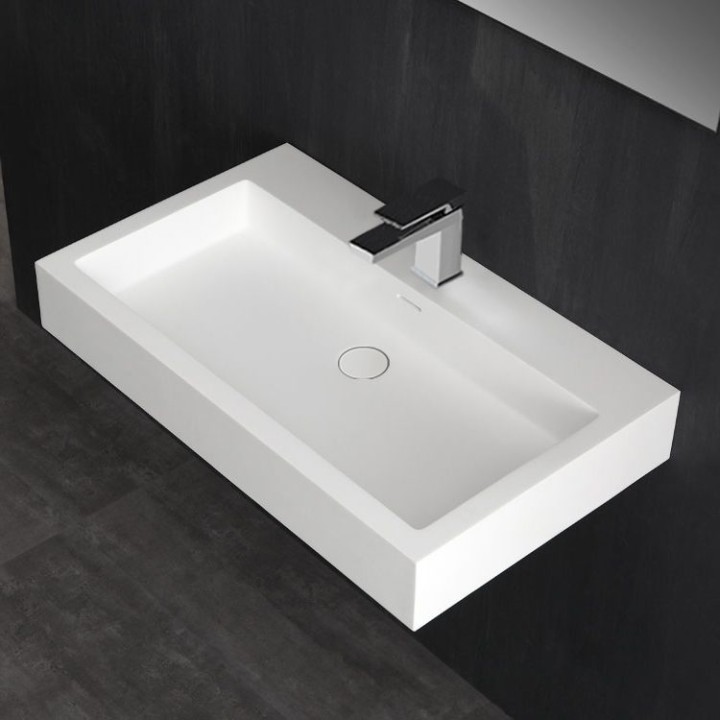 Umyvadlo StoneArt LP4508 z minerálního kamene bílé 80×48 lesklé
