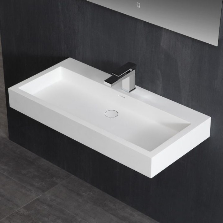 Umyvadlo StoneArt LP4510 z minerálního kamene bílé 100×48 lesklé