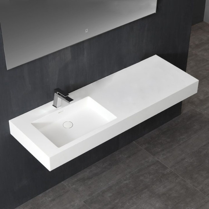 Umyvadlo StoneArt LP4514L z minerálního kamene bílé 140×48 lesklé li