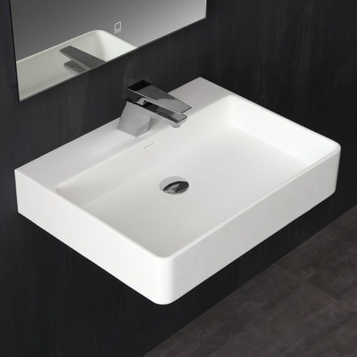 Umyvadlo StoneArt LP6206 z minerálního kamene bílé 60×46 matné