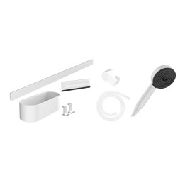 Hansgrohe WallStoris - Set sprchové hlavice 105, 3 proudy a koupelnových doplňků, matná bílá 24291700